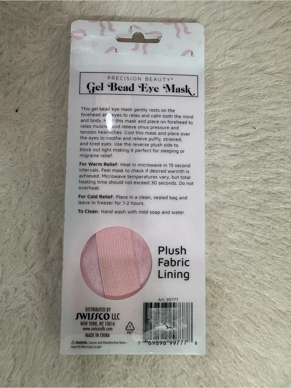 Pink Gel Bead Eye Mask - Hot & Cold Relief